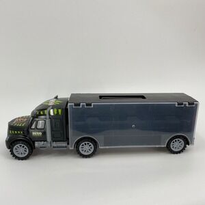 Dino Super Truck Toy Hauler Storage Case Black Green T-Rex Semi Truck Carrier